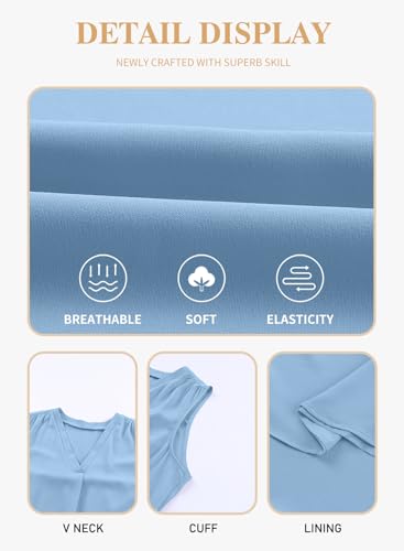 Image of Eytino Womens Plus Size Tank Tops Summer Sleeveless V Neck Casual Loose Chiffon Blouse Office Work Shirts(1X-5X)