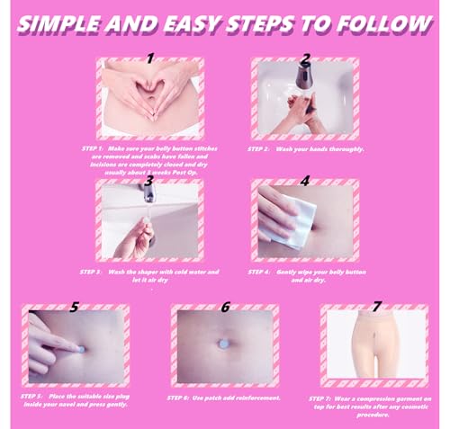 8PCS Belly Button Plug Post Tummy Tuck Belly Button Shaper Belly Button Plug Soft Silicone for Liposuction or Umbilical Hernia Repair Blue3