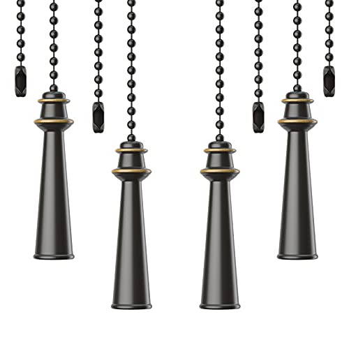 4 Packs Ceiling Fan Pull Chains Pendant Pull Chain Extension Ceiling Fan Chain Extender with Oil Rubbed Bronze Finish for Ceiling Light Lamp Fan Chain