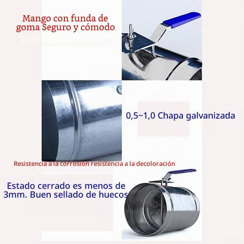 1 Válvula Control Volumen Aire, Válvula Tubo Redondo, Mango Estaño Galvanizado Manual, Válvula Aire, Válvula Compuerta Aire Manual, Interruptor Compuerta Ventilación(80mm)