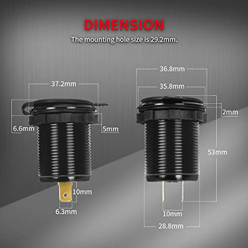 Daiertek 12V Dual Usb Charger Socket For Automotive Car Marine Rv Rzr Boat Atv Bus Truck, Quick Charge 3.0 Waterproof With Blue Led Voltmeter And Wire Fuse Diy Kit - 2Pcs #TOP4