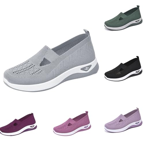 Women's Orthopedic Shoes Woven Breathable Soft Shoes Wide Width Slip on Lightweight Sneakers Arch Support Diabetic Sneakers Mesh Air Cushion Athletic Trainers Jogging Running Footwear3