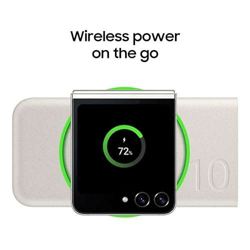 Image of SAMSUNG 25W 10,000mAh Battery Pack Wireless Charger, Super Fast Charging w / 2 Ports for Galaxy Phones, Buds and More, 3A USB-C Cable Included, 2024, US Version, EB-U2510XUEGUS. Beige