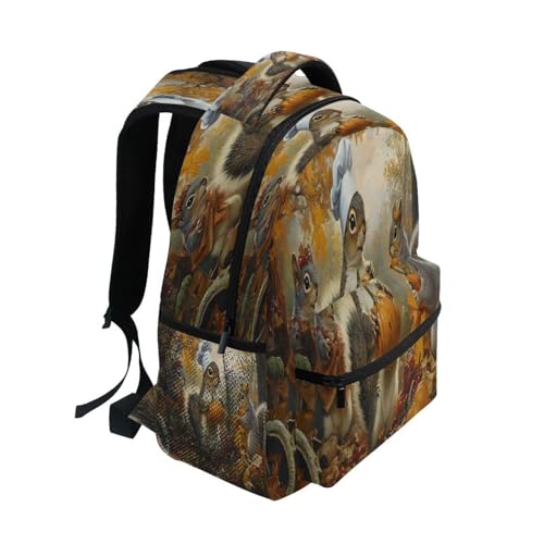 Squirre Fall Maple Leaf Backpack for School Boys Girls Adults Kids Bookbag Laptop Bag 18L2