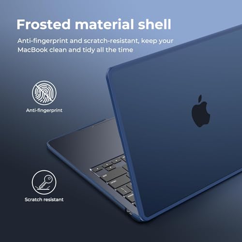 Image of BlueSwan Hard Shell Case Compatible for Apple Macbook Air 13 inch M5 2026 2025 2024 2022 M4 M3 M2,A3449 A3240 A3113 A2681,13.6 Matte TPU Frame Anti-fingerprint Laptop Protective Cover-Frosted Midnight