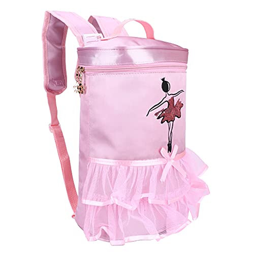Mochila para Meninas, Mochila Infantil de Cetim para Dança de balé, Bolsa de Ombro Com Lantejoulas para Meninas Bailarina (Rosa)