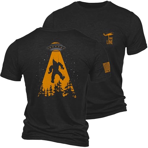 Nine Line UFO Squatch Triblend T-Shirt - Unisex Patriotic Shirt - Dropline Logo and American Flag on Sleeve