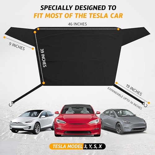 Image of EcoNour Tesla Rear Windshield Cover for Ice and Snow | Car Back Window Snow & Frost Cover | Complete Protection from Snow & Winter Debris | Winter Tesla Accessories for Model 3, Y, S, X | Large