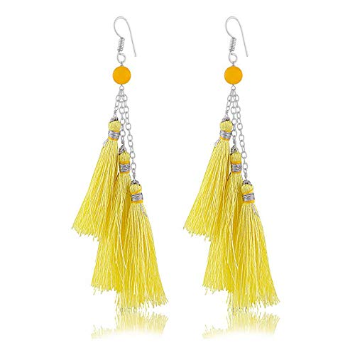 Kesar Dangle Drop Tassel Earrings for Women and Girls Designer Tassel