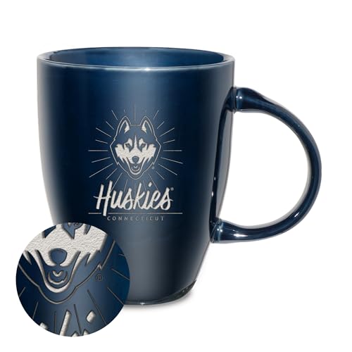 Rico Industries NCAA Connecticut Huskies - UCONN Sunburst 18oz Laser Engraved Ceramic Lustre Mug