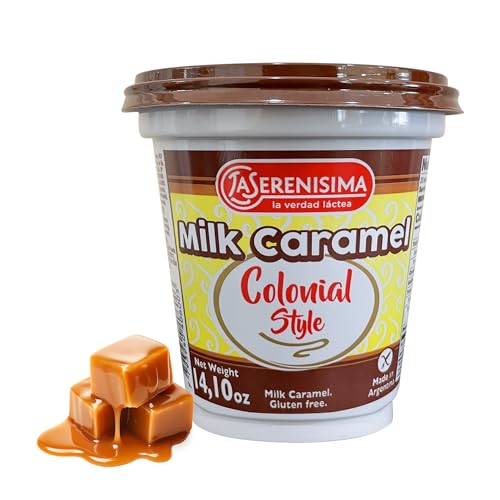 La Serenísima Dulce de Leche - Authentic Milk Caramel Spread from Argentina - Gluten-Free Creamy Caramel Sauce for Baking, Desserts - Rich Flavor for Pancakes, Waffles - 14.1 Ounce