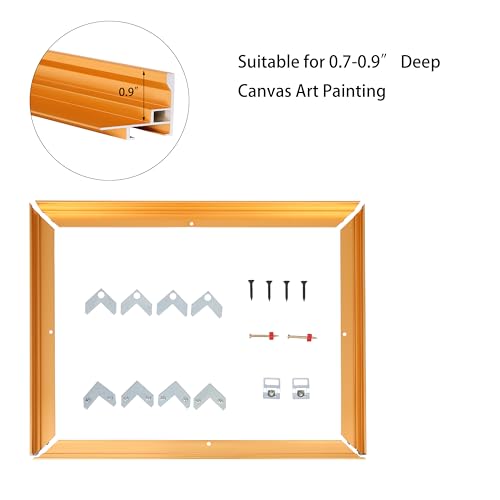 Image of Canvas Frame 11x14, DIY Metal Floating Frames, Canvas Floater Frame for 0.6 inch-0.9 inch Deep Print Painting (Gold,11 inchx14 inch)