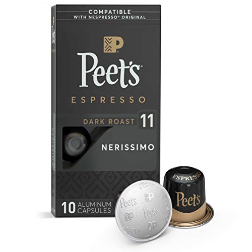 Peet's Coffee, Dark Roast Espresso Pods Compatible with Nespresso Original Machine, Nerissimo Intensity 11, 10 Count (1 Box of 10 Espresso Capsules)