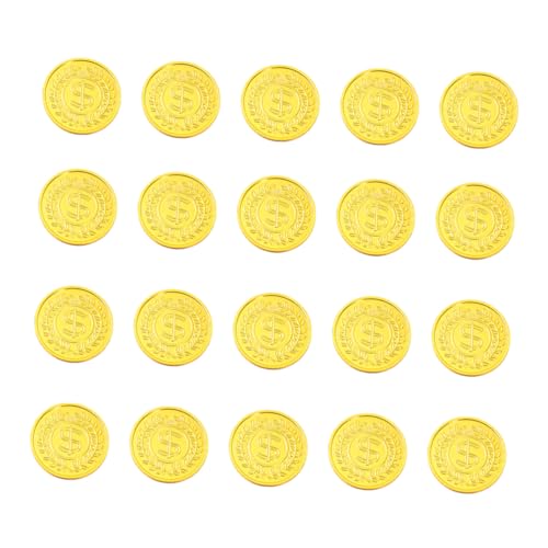GLSTOY 100個入りプラスチック製ゴールドコイン 仮想通貨ゲーム用おもち