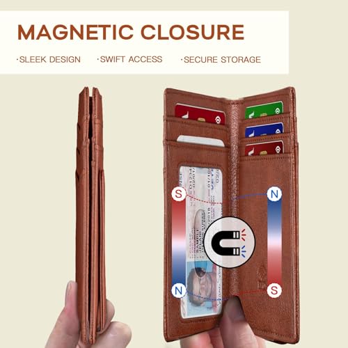 Zitahli Mens Slim Wallet - RFID Blocking Leather Bifold with Magnetic Closure, 12+ Card Capacity ID Window | Money Clip Gifts for Him4