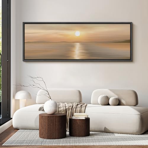 Image of MUDECOR Large Framed Canvas Print Wall Art Ocean Reflection for Living Room