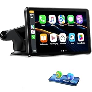 Volam Wireless Carplay Android Auto Display mit 7 Zoll Touchscreen,carplay Display mit Mirror Link,Live-Navigation, Play Music,Siri,G00gle Sprachassistent,Bluetooth 5.0, AUX,FM