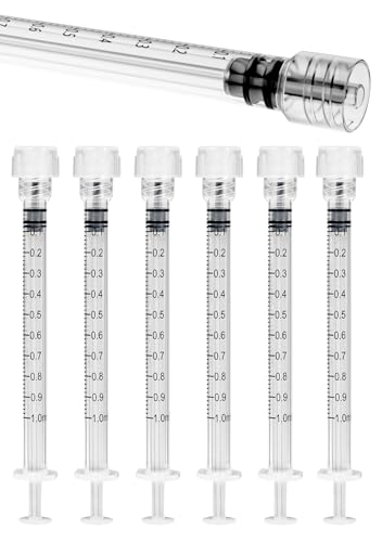 1mL Luer Lock Syringes without Needle - Sterile, Individually Wrapped, Accurate Liquid Measurement - 50 Pack, Leak-Proof Safety Lock Design for Professionals and Home Care