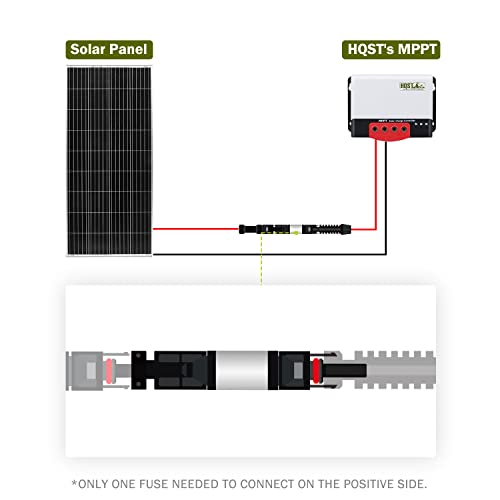 HQST 30A Solar PV Fuse Holder in-Line Waterproof PV Fuse Connector for Solar Panel and Solar Controller