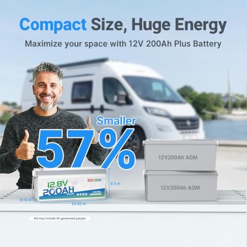 Image of Redodo 4-Pack 12V 200Ah LiFePO4 Battery, 200A BMS, for RV, Marine, Solar