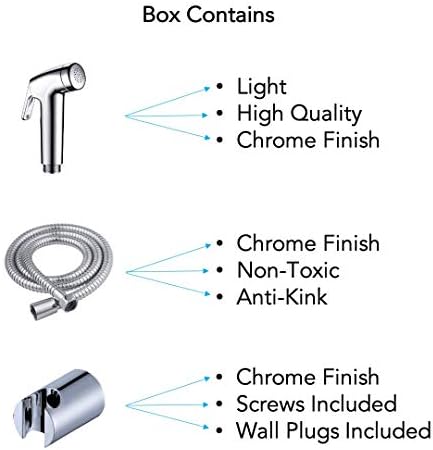 Zotti Hand Held Bidet Sprayer Kit - Includes Head, 1.2m Hose & Wall Mount | Shattaf Toilet Bidet Shower Head | for Easy Feminine Wash, Pet Washing, Baby Cloth Diaper, Bathroom or Toilet Cleaning