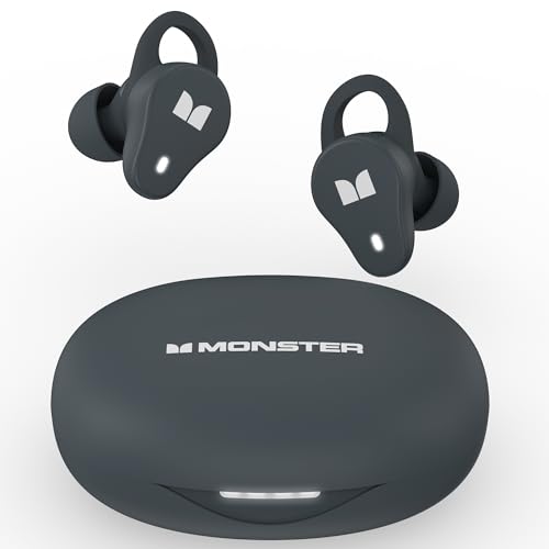 Image of Monster N-Lite 210 Wireless Earbuds, Bluetooth 5.4 in-Ear Stereo Headphones, Built-in Mic for Crystal Clear Call, 32H Playtime, Type-C Charging, Waterproof in-Ear Ear Buds Earphones for Sports, Grey