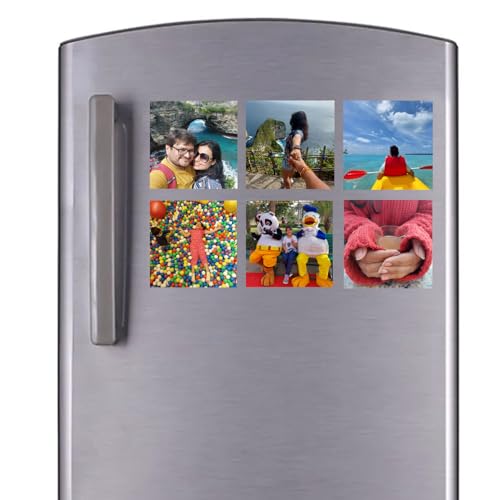Image of Whattacraft! 6 Customized Photo Fridge Magnets, 3X3 Inches, Flexible Refrigerator Magnet,Strong & Stylish Decoration | Waterproof | Farewell Birthday Party Return Gift | School Friends Reunion, 1 Set
