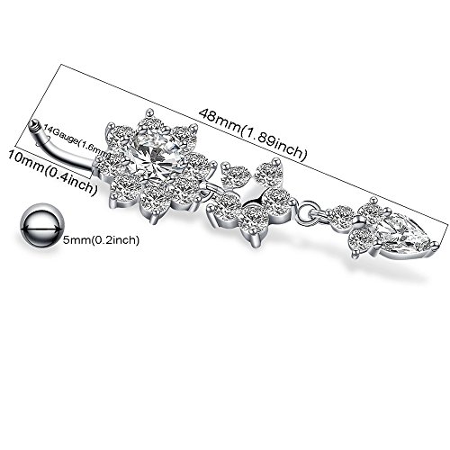 Gnoliew 14G Belly Button Rings Belly Flower Dangle Women Body Piercing Jewelry3