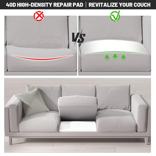 Image of Couch Cushion Support for Sagging Seat, 20 inchx20 inchx2 inch 40D High Density Curved Foam Sofa Cushion Support, Under-Cushion Sag Repair,White Set of 2