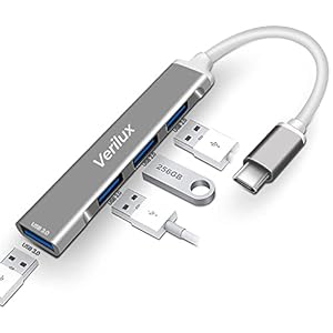 Verilux® USB C Hub, USB Hub with 4 USB Ports, High Speed Aluminum Type C Hub Compatible with MacBook, Windows, C-Type…
