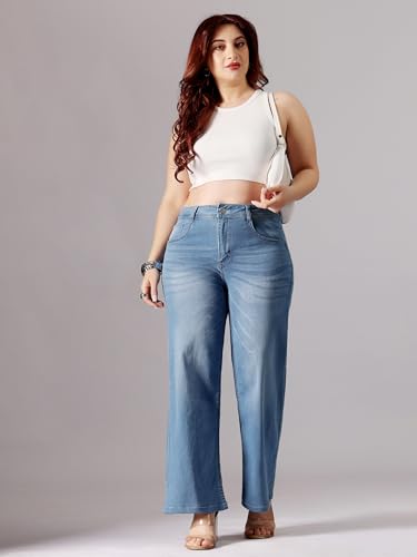 Image of Miss Chase A+ Women's Bootcut High Rise Regular Length Stretchable Denim Jeans
