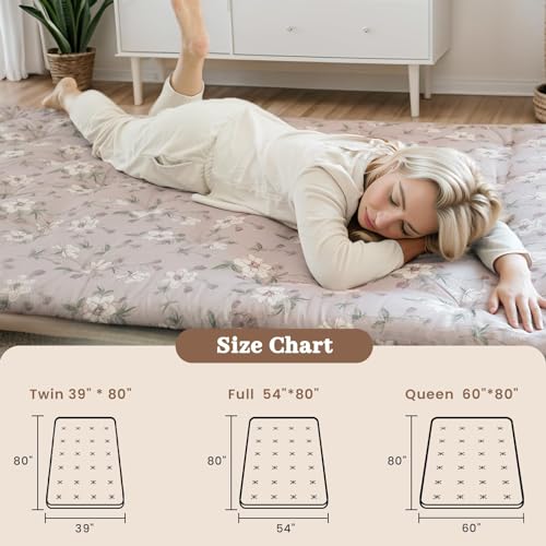 Syrinx Colchão de futon tamanho completo, 137 cm x 203 cm, tapete de tatame dobrável espesso, tapete