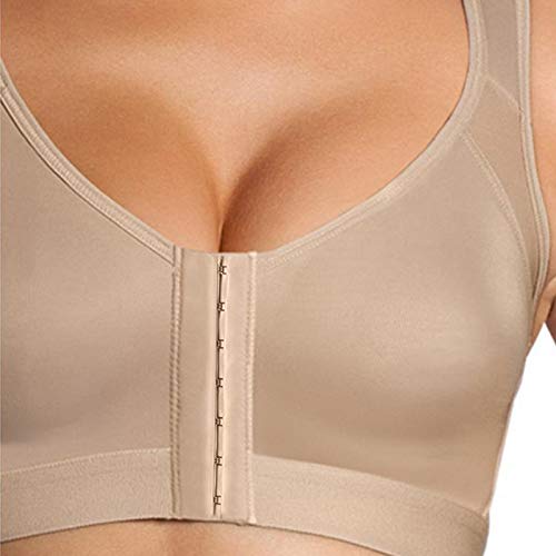 Body In Pizzo Per Reggiseno Posturale Da Donna Con Chiusura Anteriore, Copertura Completa, Supporto Schiena Senza Fili, Comodo, 2 Pezzi (beige E Bianco) Mark T Shirt, Multicolore, XL - Foto 2