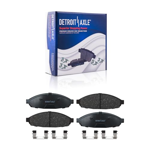 Image of Detroit Axle - Brake Kit for 2003 2004 2005 2006 2007 2008 2009 2010 2011 | Ford Crown Victoria Mercury Grand Marquis, Front and Rear Drilled & Slotted Brake Rotors and Ceramic Brakes Pads Replacement