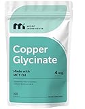 Copper Glycinate with MCT Oil, 500 Softgels | 4 mg Elemental Copper Per Serving | Chelated Copper Mineral...