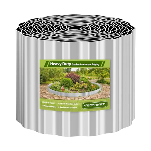 OUSHENG Corrugated Metal Garden Edging Border, 6'' x 20FT Landscape Fence Fencing for Flower Bed, Landscaping, Lawn, Yard, Paver