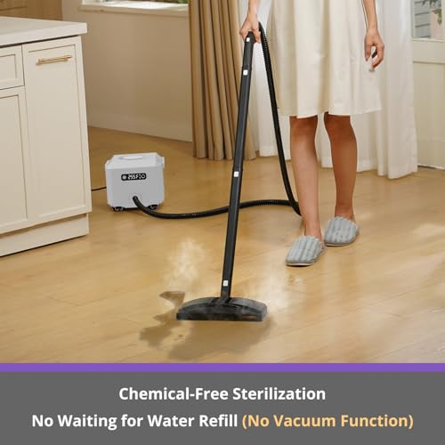 Image of awasky Steam Cleaner: 1650W, Fast 50-Sec Heat-Up-21-Piece Kit Refill Anytime-No Cooling-Detachable Hose Steamer Mop for Home Use Car Bed Furniture Bathroom Tile Grout Floor Cleaning And More White