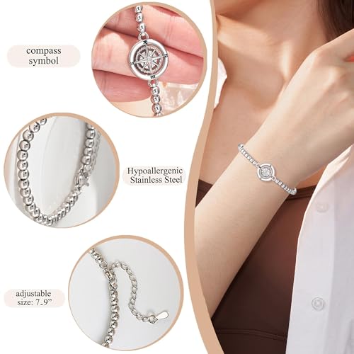 Farewell Gifts for Coworkers Leaving Gift Compass Bracelet for 2025 Retirement Goodbye Going Away Gifts for Coworkers Friends Boss Work Besties Manager New Job Gift for Women