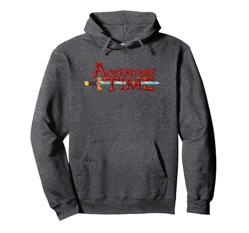 Image of Cartoon Network Adventure Time Logo Pullover Hoodie, Adult Unisex, Dark Heather Grey, Medium