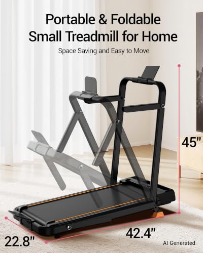 Image of Walking Pad with 16% Incline, 4-in-1 Foldable Treadmill with Handles | 330LBS Capacity, Under Desk, Compact, Folding, Portable Treadmills for Home Small, 2.5HP Motor, Remote Control, LED Screen