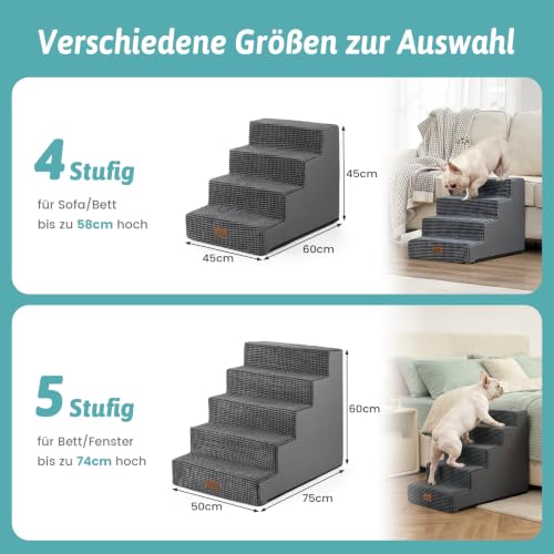 COZY KISS Hundetreppe für Kleine Hunde, 5 Stufen Breiter Haustiertreppe