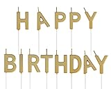 Happy Birthday Letters Candles，Gold Alphabets Cake Toppers Birthday Candles for Birthday Party Decorations