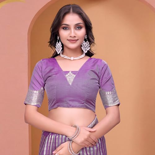 VIRAHI lavender banarasi silk saree in art silk – image 2