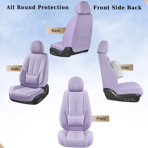 Image of Coverado Seat Covers, Car Seat Covers Front Seats, Car Seat Cover, Car Seat Protector Waterproof, Car Seat Cushion Nappa Leather, Purple Seat Covers Carseat Cover Universal Fit for Most Cars