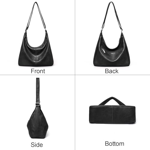 Bolso Hobo para mujer de cuero vegano y bandolera plegable miniatura 5