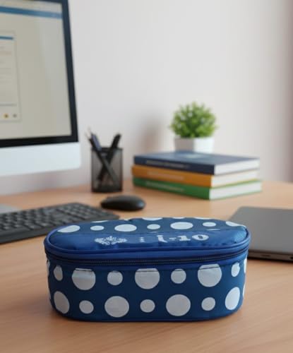 Image of Lunch Box Set with 2 Stainless Steel Container and 1 Plastic Container and Carry Bag, Leak-Proof, Light Weighted and Durable (Blue)