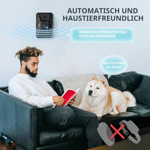 Antibell für Hunde, Ultraschall Hunde Anti Bellen Gerät, Antibell Gerät Hund Anti Bellgerät Bellenstopper Antibell für Hunde Hundebellen-Abschreckmittel Hunderindenstopper für Kleine Große (Schwarz)