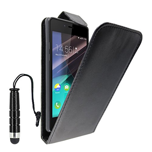 ebestStar - Coque Compatible avec Wiko Highway Pure 4G Etui Housse PU Cuir Rabat Flip + Mini Stylet, Noir [Appareil: 141.9 x 68.1 x 5.1mm, 4.8'']