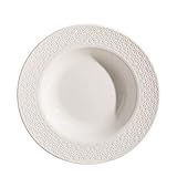 Apto microondas. Plato hondo flores en relieve blanco porcelana de ø 22 cm - LOLAhome