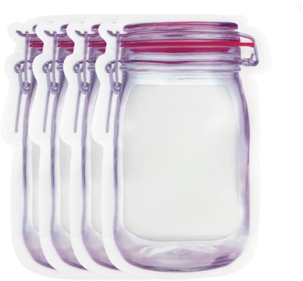 Bolsas reutilizables para botellas de masón, juego de 40 bolsas con cremallera, bolsas de almacenamiento de alimentos, bocadillos, sándwich, bolsas